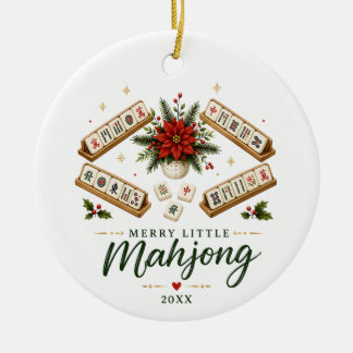 Fröhliches kleines Mahjong-Weihnachtsstern-Weihnac Keramik Ornament