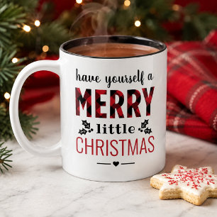 Fröhliches kleines Weihnachten modernes rotes Buff Zweifarbige Tasse
