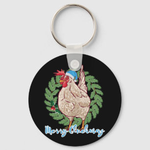 Fröhliches Kluckweihnachten Lustiges Weihnachtshuh Schlüsselanhänger