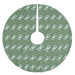 Fröhliches königliches florales Grün Polyester Weihnachtsbaumdecke