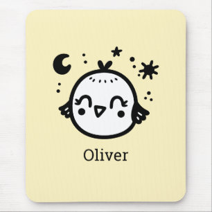 Fröhliches Küken - Kawaii-Vogel-Linienkunst" Mousepad