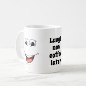 fröhliches lachendes Gesicht Kaffeetasse (Vorderseite Links)