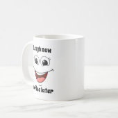 fröhliches lachendes Gesicht, lachen jetzt Kaffee  Kaffeetasse (Vorderseite Links)