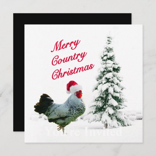 Fröhliches Land-Weihnachtshuhn mit Einladung (Vorne/Hinten)