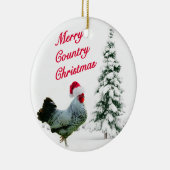 Fröhliches Land-Weihnachtshuhn mit Keramik Ornament (Rechts)