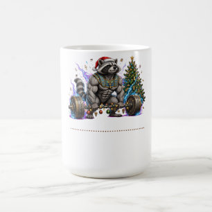 Fröhliches Liftmas-Waschbär-Gym-Shirt Kaffeetasse