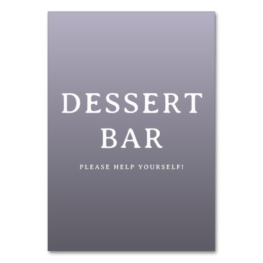 Fröhliches lila minimalistisches Dessert-Bar-Schil Tischnummer (Vorderseite)