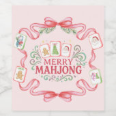 Fröhliches Mahjong | Weihnachten Weinetikett (Einzelnes Label)