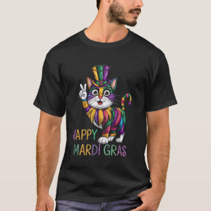 Fröhliches Mardi Gras lustiges Katzenkostüm Karnev T-Shirt