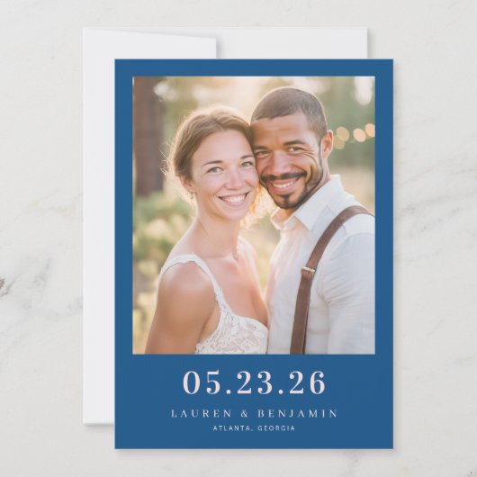 Fröhliches Marine-Foto Save The Date (Vorderseite)