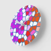 fröhliches mehrfarbiges Muster Runde Wanduhr (Winkel)