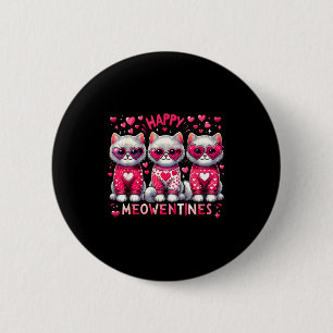Fröhliches Meowentines Süße Valentinstag Katzen Li Button