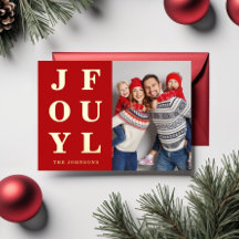 Fröhliches modernes rotes Foto-Weihnachten Gold