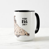 Fröhliches Mops-Party Tasse (VorderseiteRechts)