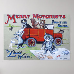 Fröhliches Motoristen-Malbuch, Louis Wain Poster
