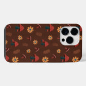 Fröhliches Mushroom Nature Lover Pattern (Braun) iPhone Hülle (Rückseite (Horizontal))