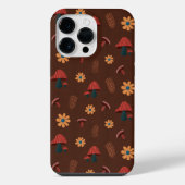 Fröhliches Mushroom Nature Lover Pattern (Braun) iPhone Hülle (Rückseite)