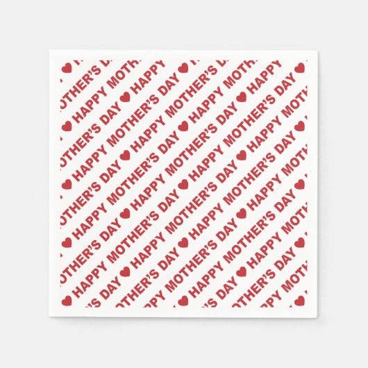 Fröhliches Muttertag dunkles Rot auf Weißbuch Napk Serviette (Vorderseite)