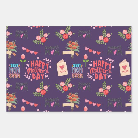 Fröhliches Muttertagsmuster Geschenkpapier Set (Vorderseite 2)