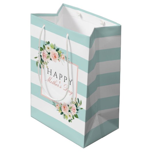 Fröhliches Muttertagsmuster Mittlere Geschenktüte (Rückseite Schrägansicht)