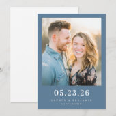 Fröhliches Navy-Foto ohne Pose Save The Date (Vorne/Hinten)