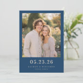 Fröhliches Navy-Foto Save The Date (Stehend Vorderseite)