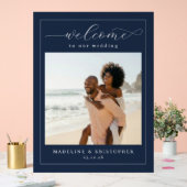 Fröhliches Navy-Minimalist-Foto Acrylschild (Hochzeit)