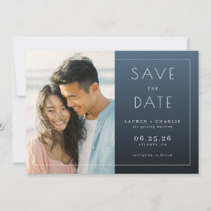 Fröhliches Navy Minimalist Foto Save The Date