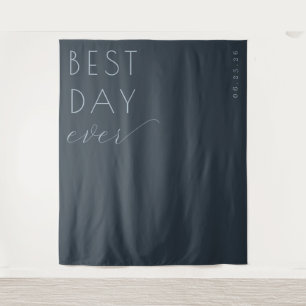 Fröhliches Navy-Minimalist-Jubiläums-Schild Wandteppich