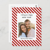 fröhliches neues Jahr, modernes Foto mit rotem Str Postkarte (Vorne/Hinten)