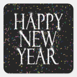 Fröhliches Neues Jahr Quadratischer Aufkleber