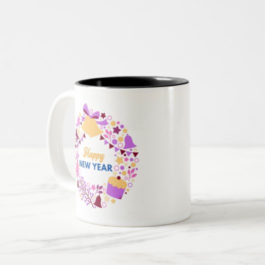 fröhliches Neujahrsdesign der Tasse (Vorderseite Links)