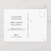 Fröhliches Neujahrsgeburt-Foto Feiertagspostkarte (Rückseite)