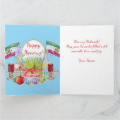 Fröhliches Norooz Haft Sin mit Löwe und Sonnenflag Karte (Innenseite)