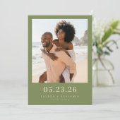 Fröhliches Olive Beach Foto Save The Date (Stehend Vorderseite)