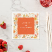 Fröhliches Orange-Blütenmuster Serviette (Beispiel)