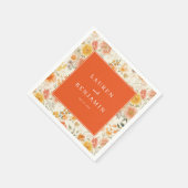 Fröhliches Orange-Blütenmuster Serviette (Ecke)