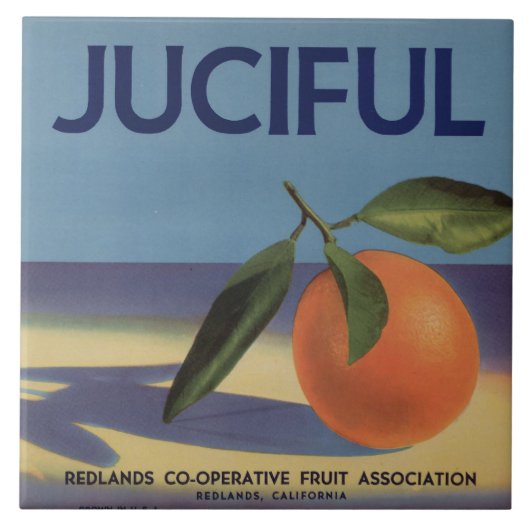 Fröhliches Orangen-Kistchenlabel Fliese (Vorderseite)