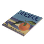 Fröhliches Orangen-Kistchenlabel Fliese (Seite)