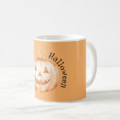 Fröhliches Oranges Kürbis Halloween Kaffeetasse (VorderseiteRechts)