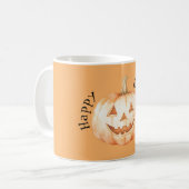 Fröhliches Oranges Kürbis Halloween Kaffeetasse (Vorderseite Links)