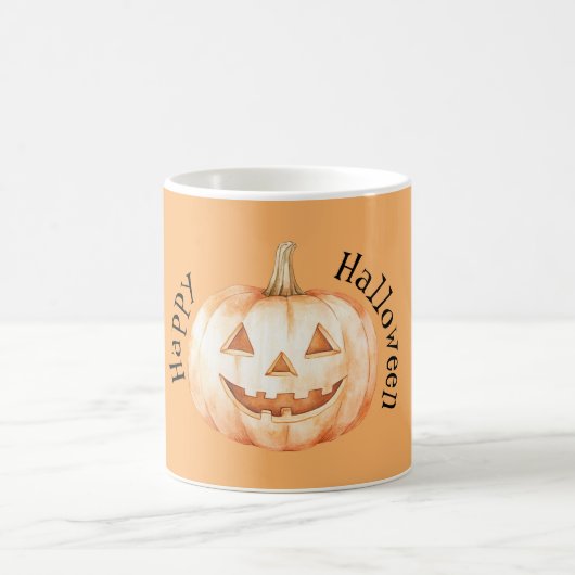 Fröhliches Oranges Kürbis Halloween Kaffeetasse (Mittel)