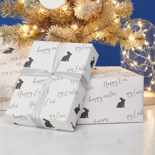 Fröhliches Oster-Skript mit Kaninchen-Silhouetten Geschenkpapier (Feiertage)