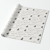 Fröhliches Oster-Skript mit Kaninchen-Silhouetten Geschenkpapier (Ungerollt)
