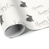 Fröhliches Oster-Skript mit Kaninchen-Silhouetten Geschenkpapier (Rolleneckpunkt)