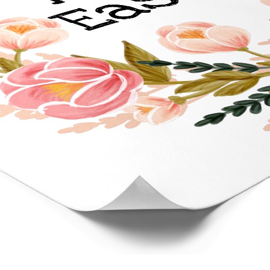 Fröhliches Osterblau-Blumenkreideposter Poster (Ecke)