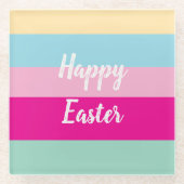 Fröhliches Osterfarbenes Streifenmuster Glasuntersetzer (Vorderseite)