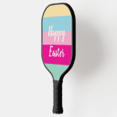 Fröhliches Osterfarbenes Streifenmuster Pickleball Schläger (Links)