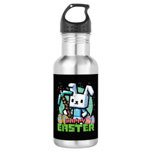 Fröhliches Osterhase Pixel Spiel  Edelstahlflasche