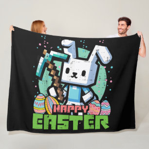 Fröhliches Osterhase Pixel Spiel  Fleecedecke